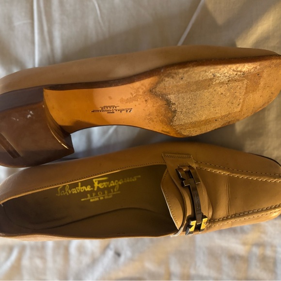Salvatore Ferragamo Brown Leather Slip-On Loafers